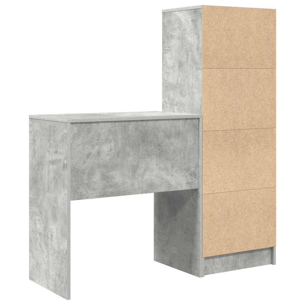 Desk with Drawers and Shelf 2 pcs Concrete Grey