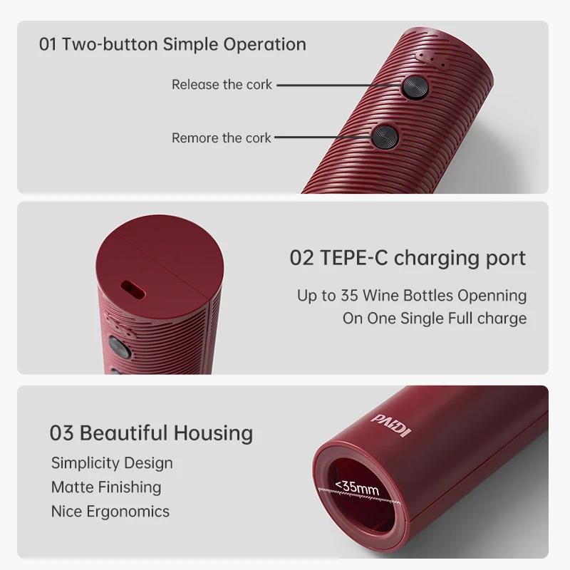 New Electric Wine Opener Portable USB Rechargeable Automatic Wine Bottle Corkscrew Cap Opener Kitchen Accessories Dropshipping 6