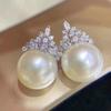 Серьги-подвески из стерлингового жемчуга, женские помолвочные аксессуары с блестящими цирконами, нежные элегантные украшения для женщин