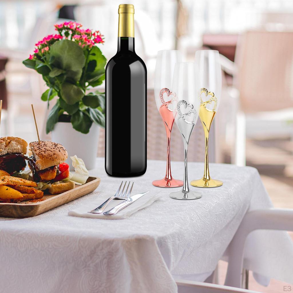 Champagne Flute Glassware Hand Blown Heart Shaped Toasting Cups Goblet Cocktail Glass Elegant for