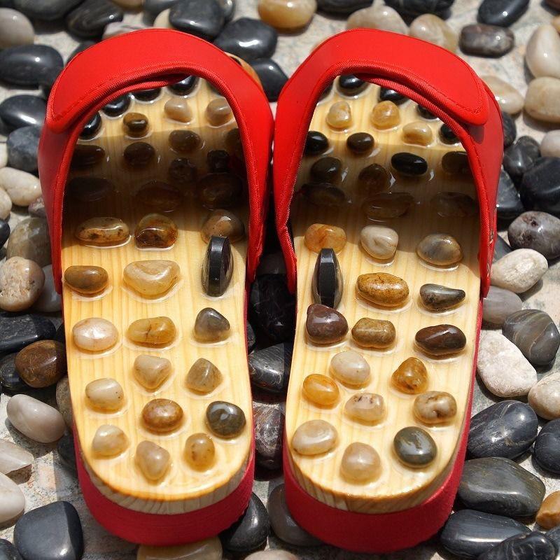 Unisex Pebble Massage Slippers Home Use Non-Slip Indoor Foot Care Sandals With Acupressure Points PU Upper 3.5cm Sole