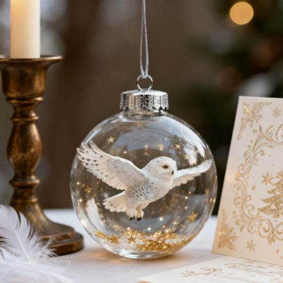 Nature's Birds Crystal Glass Ornament Clear Plastic Bird Christmas Ball Ornament Xmas Tree Memorial Gifts for Holiday Indoor Home Decor