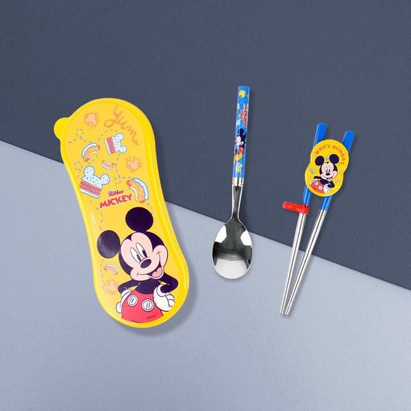 Lilpang Disney Junior Correctional Chopsticks Spoon Wide Case Set, Mixed Colors, Case + Correctional Chopsticks + Spoon, Korean Popular Tableware