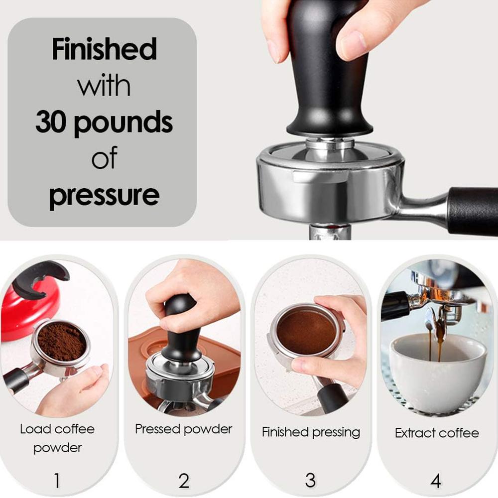 Упругий молоток для утрамбовки кофе эспрессо для кофемашины эспрессо с подпружиненной плоской основой из нержавеющей стали, дистрибьютор кофе