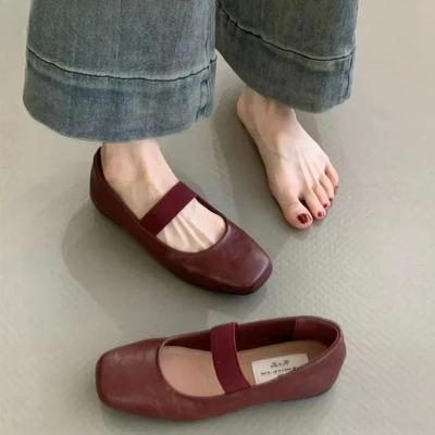 Женские балетки с квадратным носком, модные, с мелкой резинкой, весна-осень, удобные, с мягкой подошвой, женские балетки