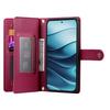 DF-011 For Xiaomi Redmi Note 14 4G (163.25x76.55x8.16mm) Case Zipper Pocket Wallet Leather Phone Cover with Straps