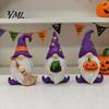 Halloween Souvenirs for Kids Gnome Resin Figurine, Broom Cauldron Pumpkin Dwarf Set Statue Desk Shelf, Spooky Holiday Party Supplies Small Room