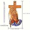 1-Штука 2D Плоская Кристаллическая Молящаяся Рука и Крест Автомобильное Подвесное Украшение с Цепочкой, Деликатный Талисман для Зеркала Заднего Вида и Брелок Подарок