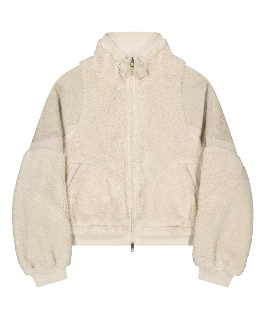 Ojos Reversible Fleece Bomber Jacket / Beige
