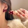 Серьги с серебряной иглой из бархатной ленты с точками S925