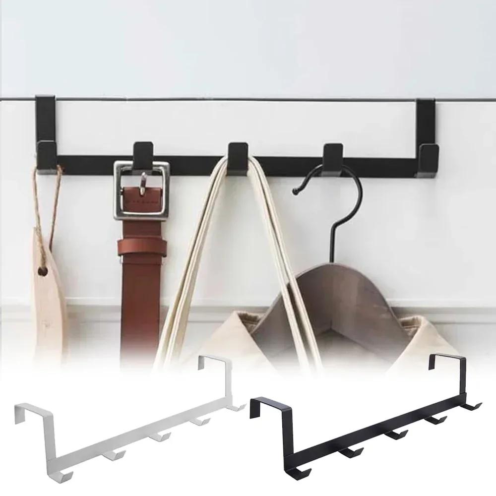 1Pcs Space-Saving 5-Hook Door Hanger - Easy Install, Contemporary Style, Durable Storage for Coats