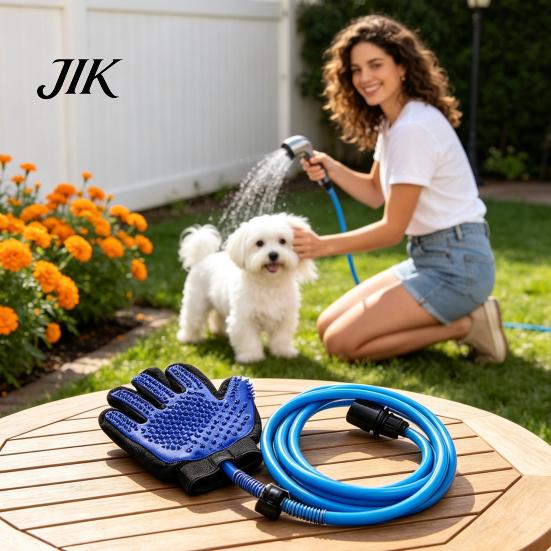 Massage Gloves for Cats Pet Bathing Glove And Sprayer, Connect Garden Hose Design, TPR Five-finger Cat Grooming Accessories Brush, Mitts Dogs Washing
