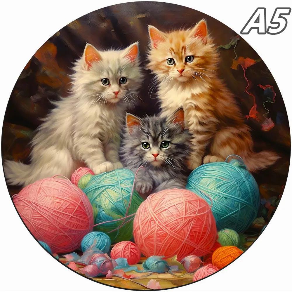 Кошка A3 A4 A5 Деревянная головоломка Для взрослых Дети Игрушки Дерево DIY Поделки Круглая форма Праздничный подарок Строительные блоки Декор для дома