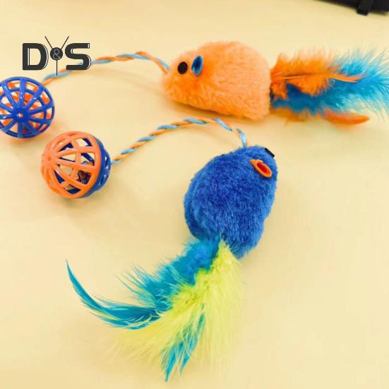 Интерактивная игрушка-мышка для кошек с колокольчиками, имитация плюшевой мыши, жевательная игрушка для кошек, пушистая игрушка-колокольчик для кошек, живущих в помещении