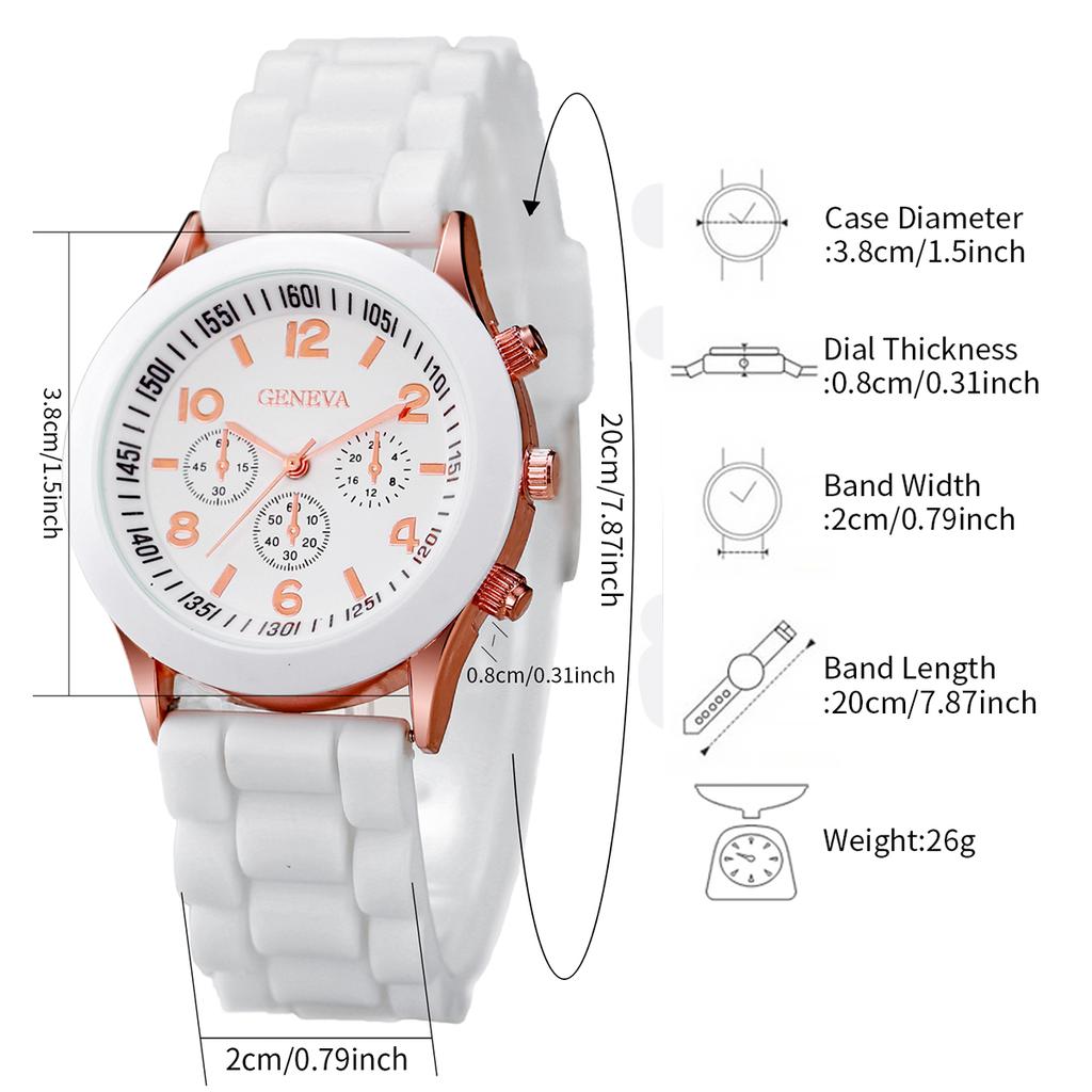 4 Pieces Fashion Women's Casual Watches Silicone Strap Analog Quartz Watch Set (Without Box)