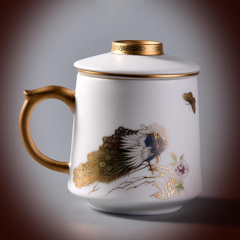 Dehua White Porcelain Floral Tea Mug with Crystal Infuser