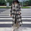 Autumn and Winter New Long-haired High-end Korean Plaid Double-sided Wool Coat