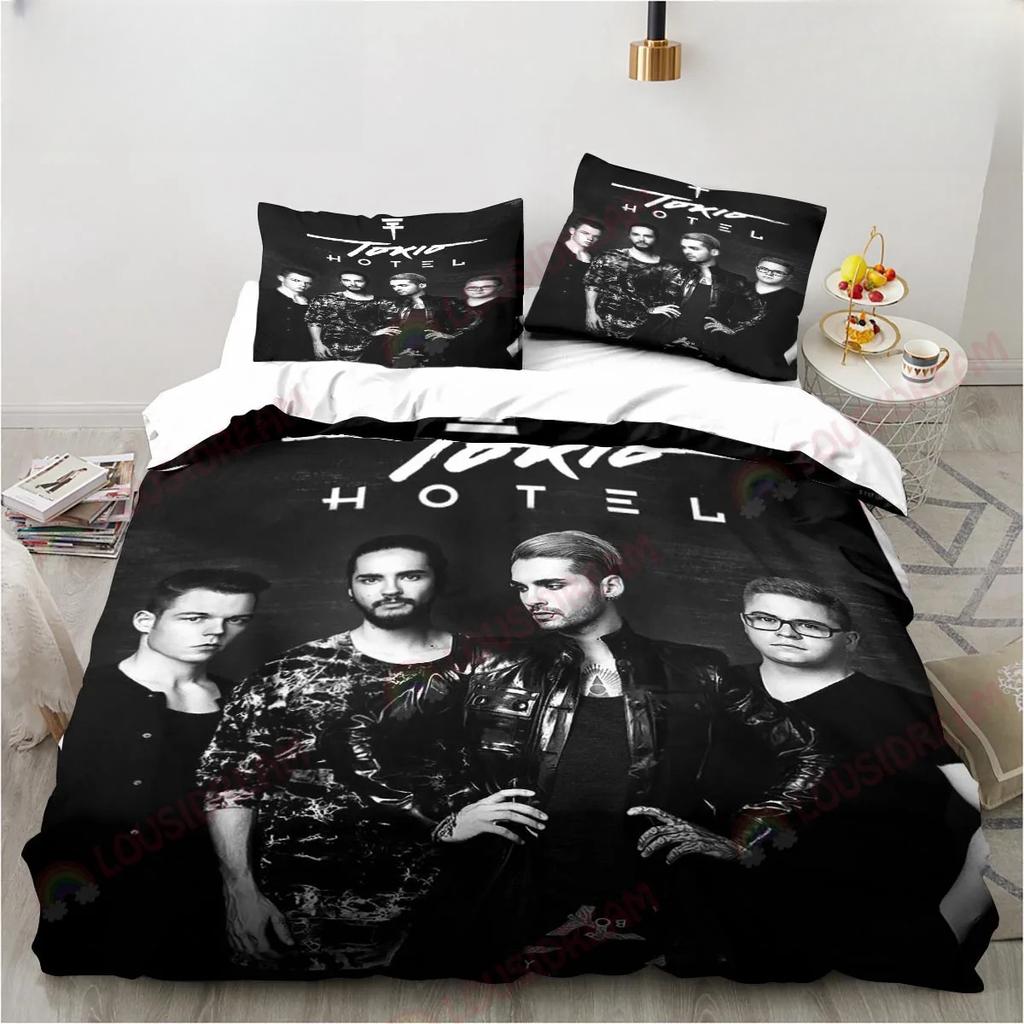 Постельное белье Tokio Hotel Музыкальная группа Набор с экскаватором Размер King Twin Double Детский набор постельного белья Наборы пододеяльников из микрофибры полиэстера