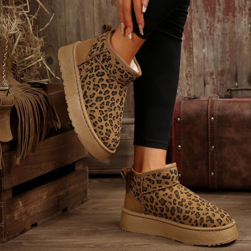 Women Leopard Print Shoes Winter New Comfortable Warm Women's Snow Boots Non-slip Wear-resistant Fashion Plush Short Boots