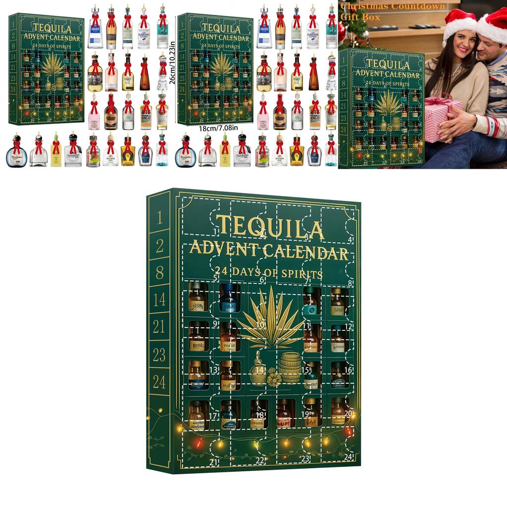 Бутылка текилы Рождественский адвент-календарь с акриловыми плоскими украшениями для обмена подарками на праздник