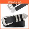 Alternative Fashion Unisex Faux Leather Belt With Sparkling Rhinestone Buckle For Street Style