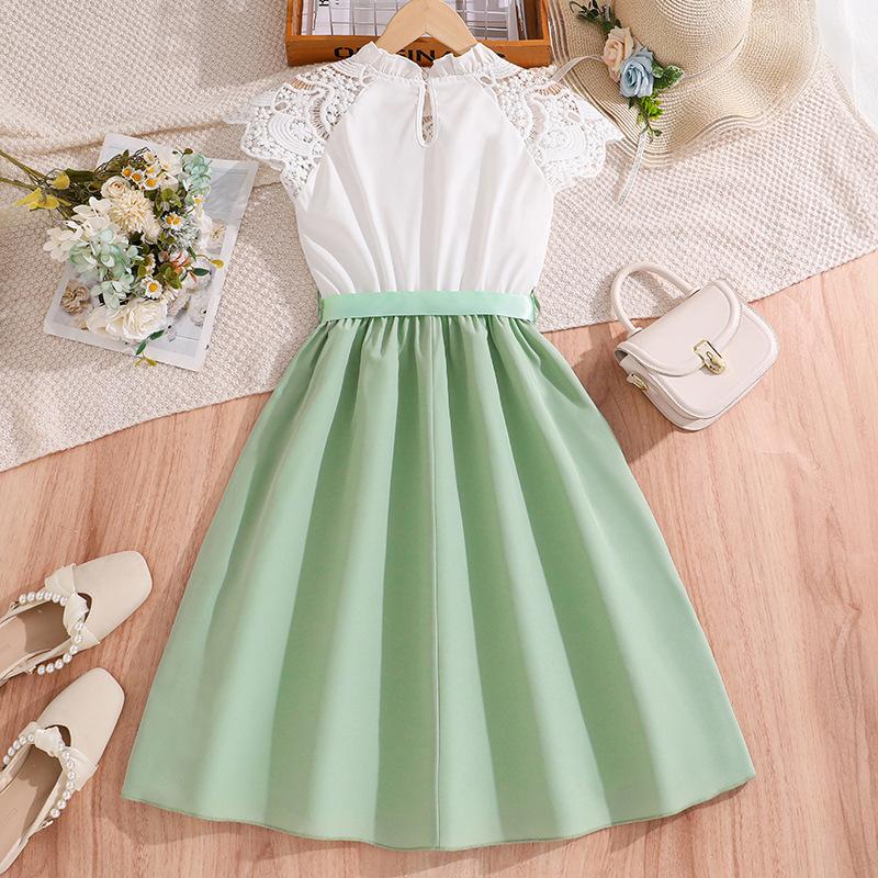 Платье принцессы для девочек, летнее детское модное однотонное платье без рукавов в стиле пэчворк