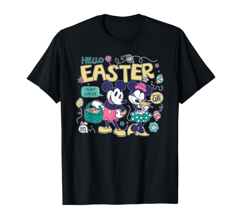 Disney Mickey Mouse and Minnie Mouse Hello Easter Retro T-Shirt