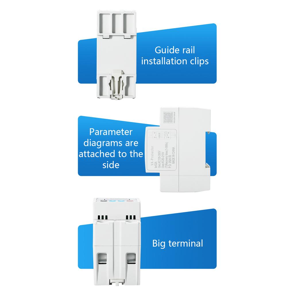 Digital Resettable Over & Under Voltage Protector Digital Voltage Protections Device Plastic for Home & Industrial Use