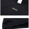 Versace Однотонная футболка с логотипом-буквой, облегающая, с коротким рукавом, женские топы, черный, 1006534-1A023-221B000