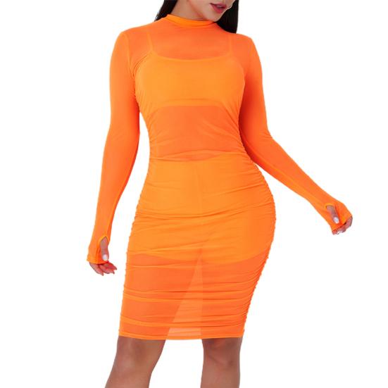 Сексуальное женское прозрачное платье с длинным рукавом, мини-шорты на камзоле, комплект клубного наряда