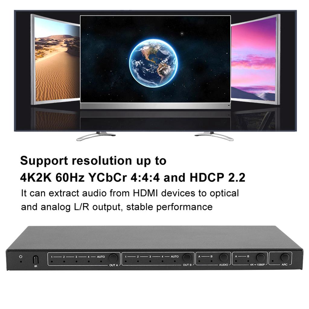 Матричный коммутатор 4x2 HDMI 2.0 с функцией ExtractorScaleARCEDID