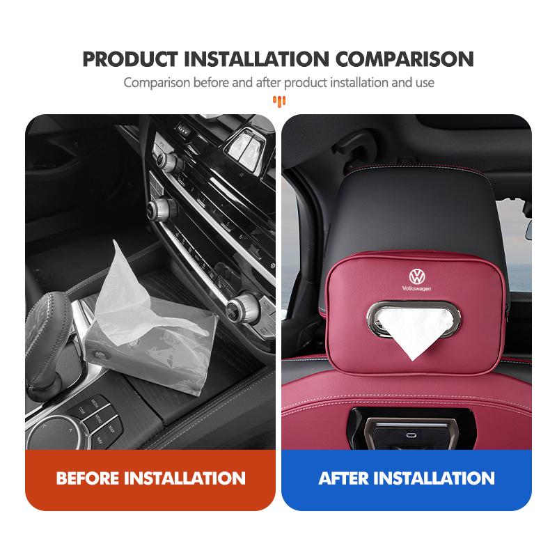 Car Headrest Tissue Bag Leather Durable Tissue Storage Organizer For Volkswagen VW Polo Jetta Sagitar Magotan Passat B5 B6 B7 CC zr6