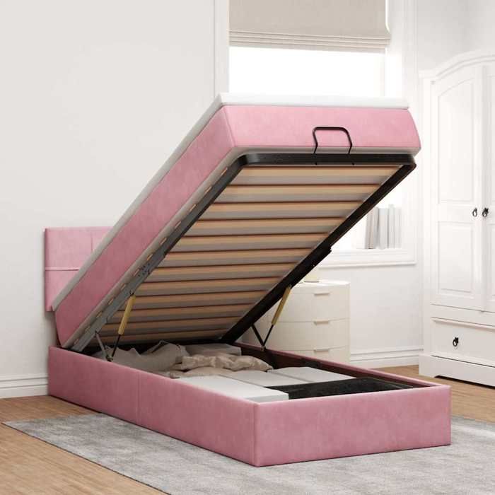 Maison Exclusive - Cadre de lit ottoman avec matelas rose 90x200 cm velours