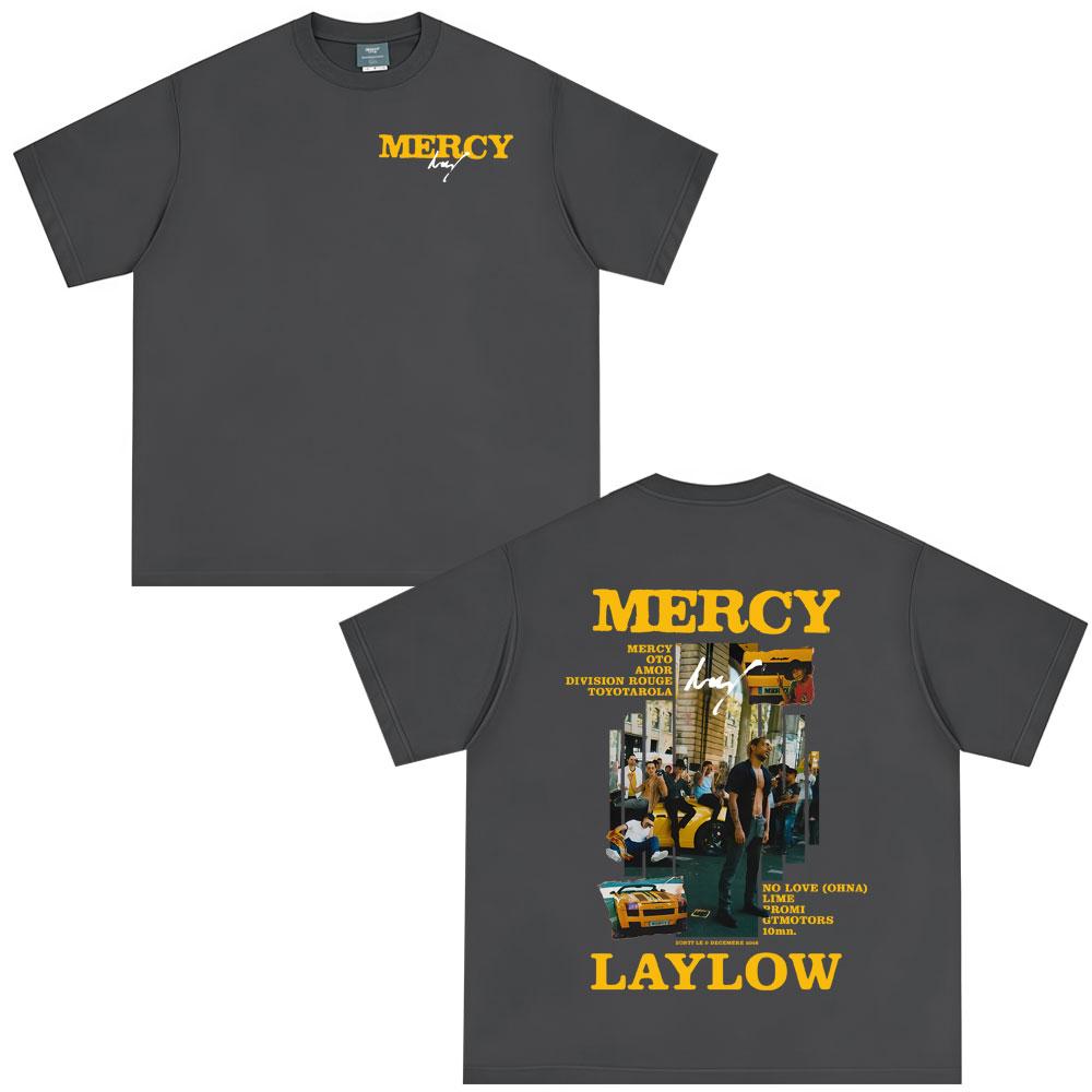 Французский рэпер Laylow Футболки с графическим принтом Mercy Унисекс Женские Хип-хоп Мода Поп-музыка Футболки Винтажные Футболки Оверсайз Уличная мода