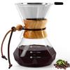 FGIUKC Coffee Server, Heat-Resistant Glass, Coffee Dripper, Stainless Steel Filter, Double-Layer Mesh, Reusable Coffee Drip Set, Microwaveable, 400ml