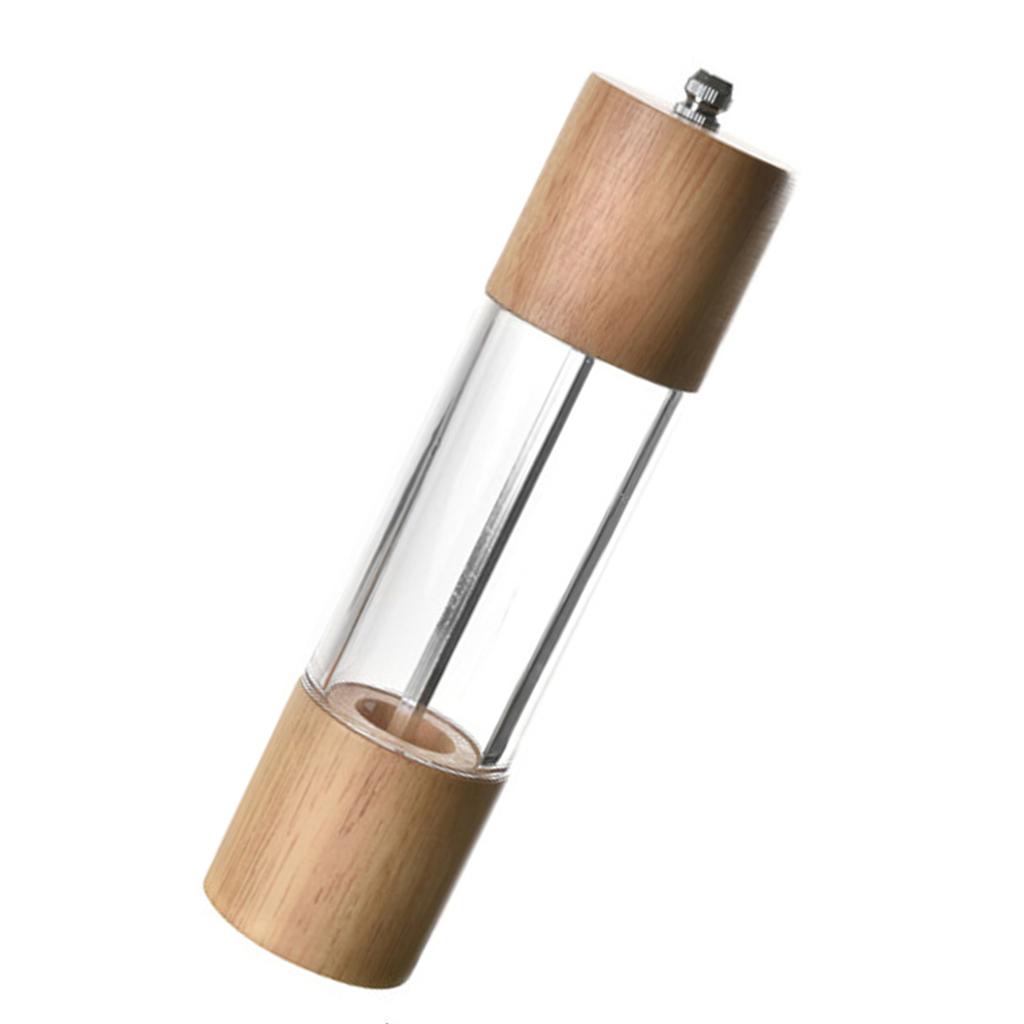 Manual Pepper Grinder Multifunctional Efficient Grinding Oak Patchwork Acrylic Pepper Mills Shakers L