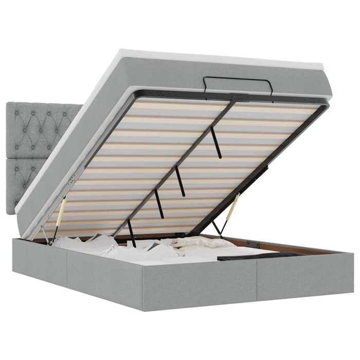 Maison Exclusive - Cadre de lit ottoman et matelas gris clair 140x190 cm tissu