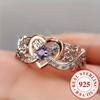 1pc Elegant 925 Sterling Silver Infinity Heart Ring with Purple Synthetic Zirconia, Engagement Wedding Band, Daily & Special Occasion Jewelry, All Sea