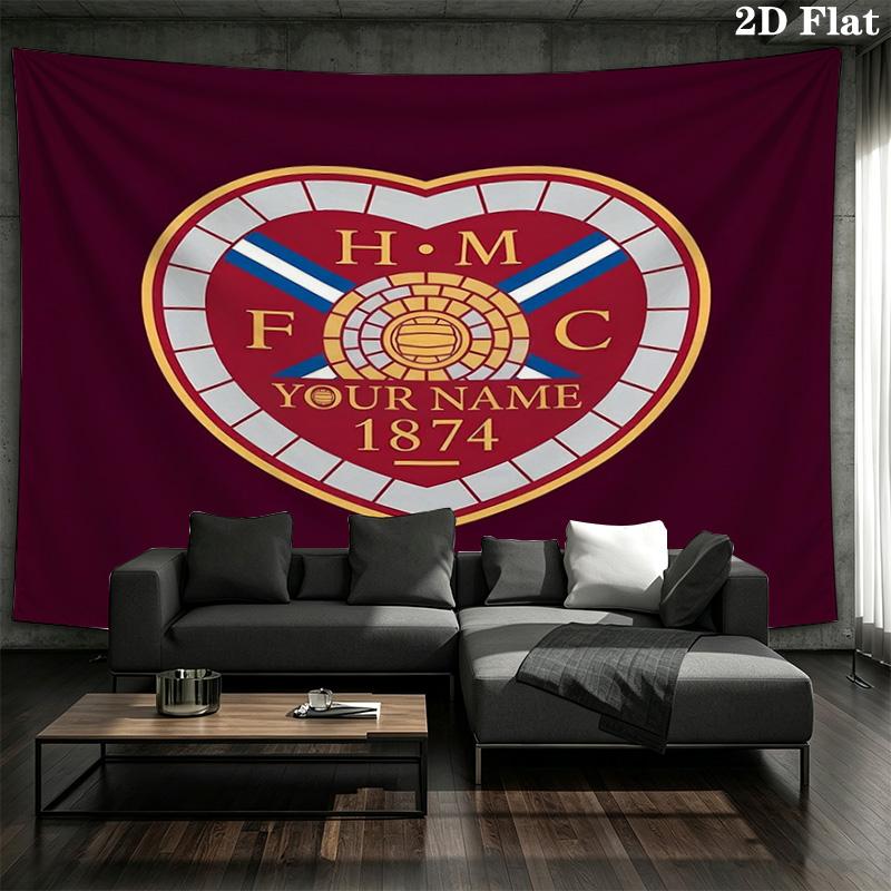 Heart Football Custom Name Wall Tapestry Aesthetic Wall Hanging Printed Fabric Blanket Decorative Tapestries For Bedroom Living Room Home Decor