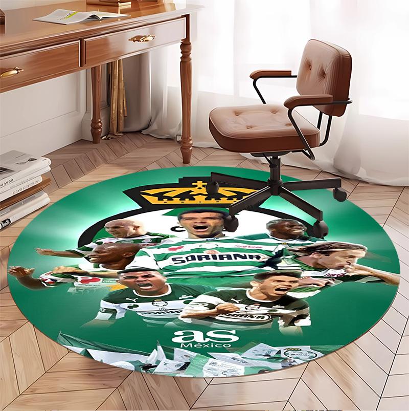 Club Santos Laguna Pattern Round Rug, Indoor/Outdoor Mat, for Picnic, Gameroom, Bedroom, Office, Living Room, Home Decor Carpet, Birthday Gift