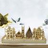 Decorative Ornaments Wooden Christmas Tree Scene House Character Led Light Household Diy Crafts