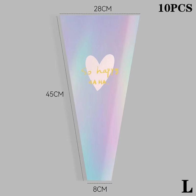 10Pcs Color Transparent Rose Packaging Bags Flower Bouquet Plastic Bag Bouquet Wrapping Paper One Straight Bag Flower Packaging