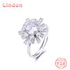 Lindon Classic 925 Sterling Silver Zircon Ring Ladies Jewelry Wedding Promise Party Gift