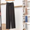 Женские брюки, эластичные повседневные брюки с высокой талией и регулируемым шнурком, однотонные свободные брюки с широкими штанинами, летние тонкие длинные брюки