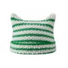 Winter Women's Hats Cute Cat Ears Knitted Wool Cap Japanese Beanie Hat Ins Little Devil Striped