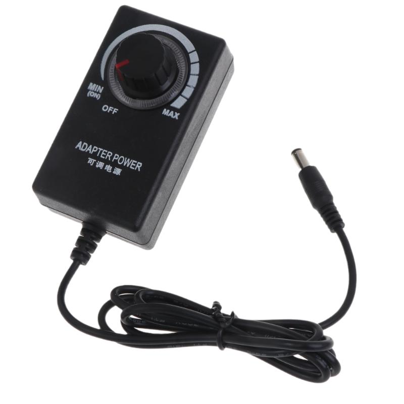 Адаптер-преобразователь AC в DC 3-12В 2А 5.5x2.1мм Регулируемый блок питания Регулятор скорости двигателя с вилкой США