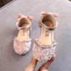 Crystal Bow Single Shoes Summer Girls Fashion Princess Soft Shoes Children Pu Leather Flat Baby Rhinestone Sandals