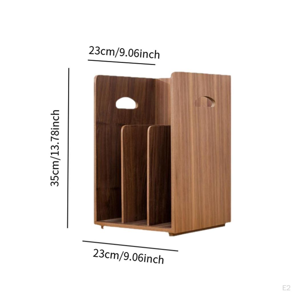 Minimalist Wood Book Organizer for Desktop with Space Vinyls And Games