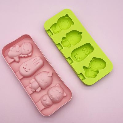 Форма для мороженого 4 полости в форме животного DIY силиконовая самодельная форма для мороженого в виде кролика-свинки кухонные принадлежности