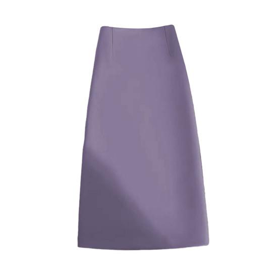 Women Suit Skirt A-Line Style High-Waisted Design Midi Skirt Back Slit